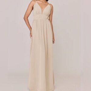 Revelry Soft Beige V-Neck Maxi Dress